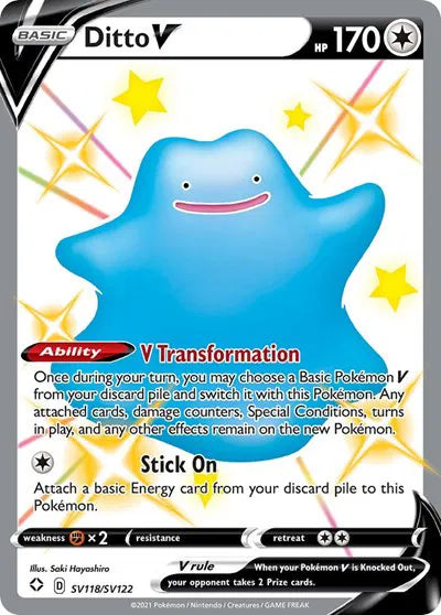 Ditto V [PSA 8 Slab] SV118/SV122 - Shining Fates: Shiny Vault