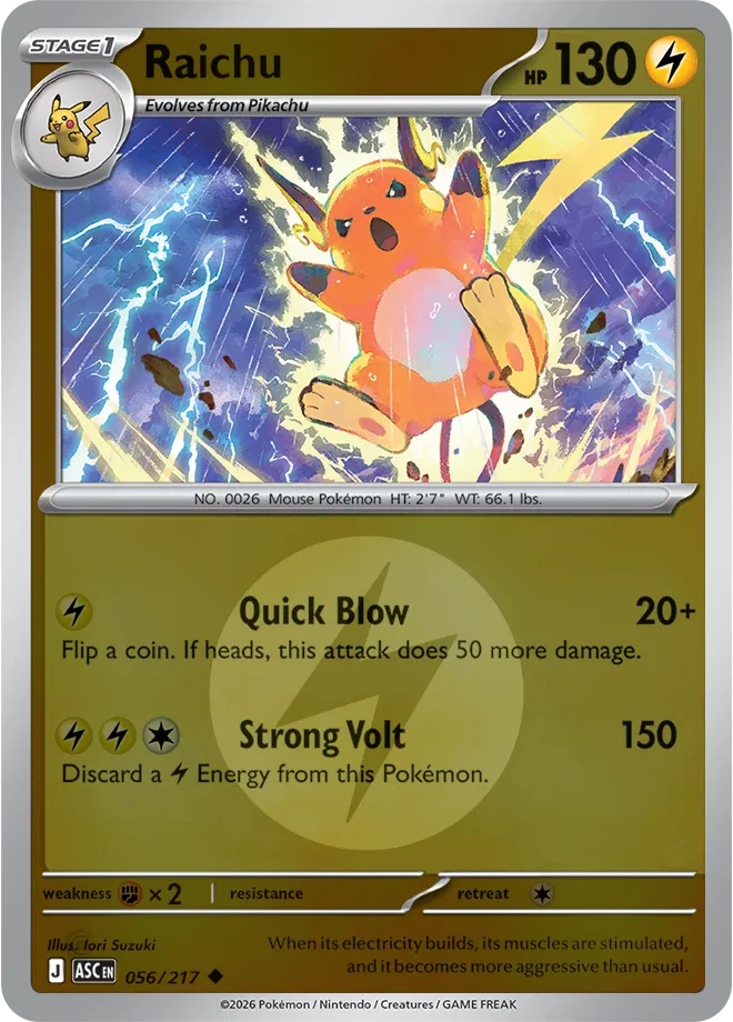 Raichu [ Reverse Holo Energy Symbol Pattern] ASC #056/217 - Ascended Heroes
