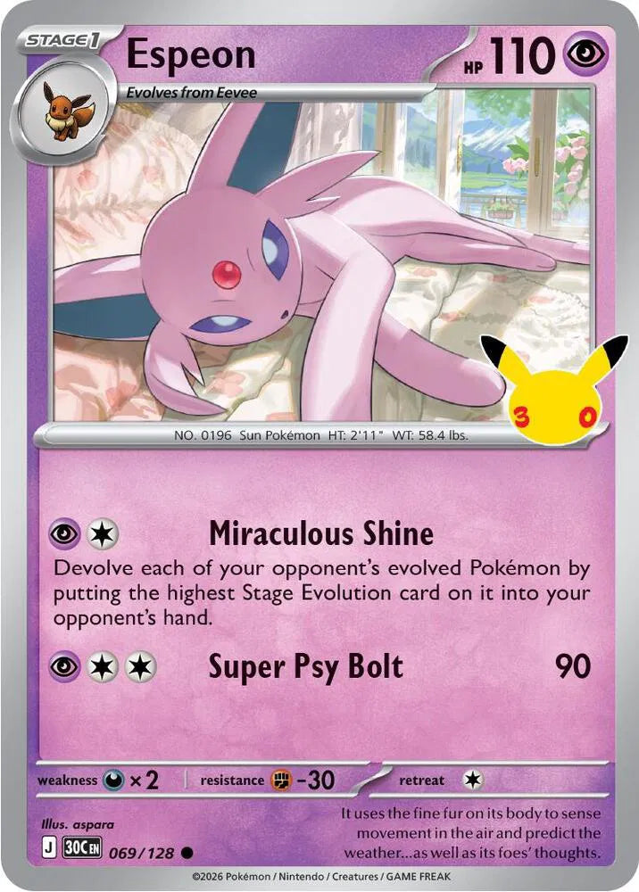 Espeon [Holo Rare] 30C 069/128 - 30th Celebration