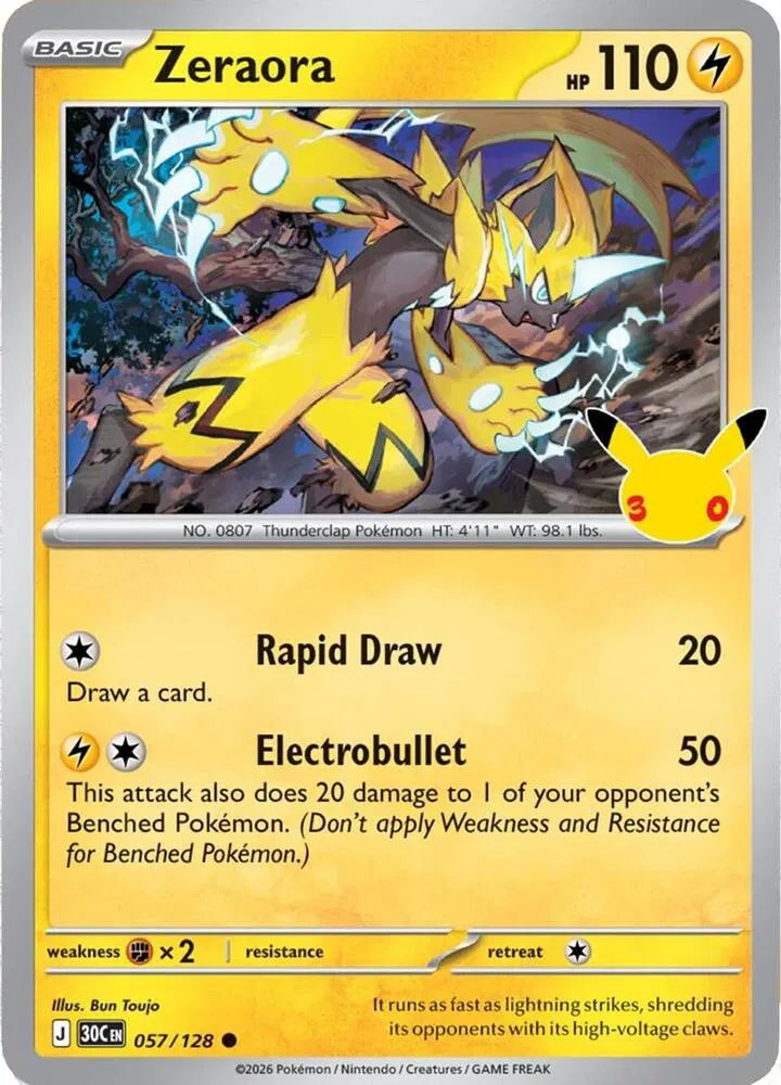 Zeraora [Holo] 30C 057/128 - 30th Celebration
