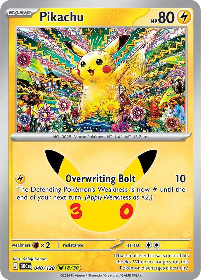 Pikachu [Pikachu Rare] #040/128 - 30th Celebration