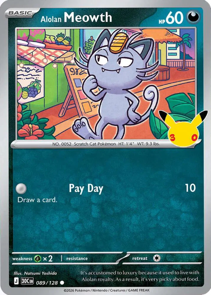 Alolan Meowth [Holo] 30C 089/128 - 30th Celebration
