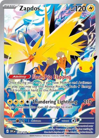 Zapdos [Illustration Rare] 30C 133/128 -  30th Celebration