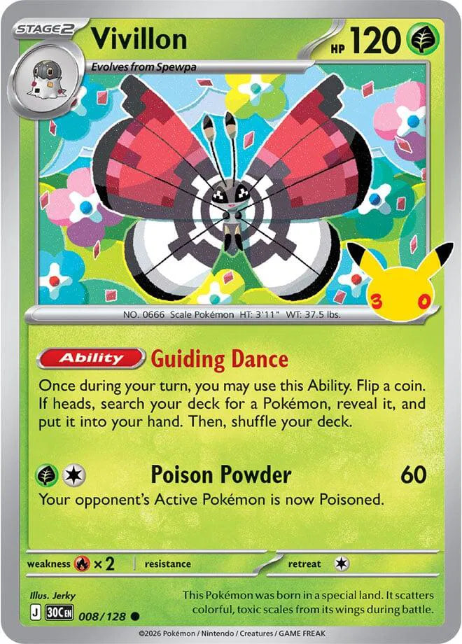 Vivillon [Holo] 30C 008/128 - 30th Celebration
