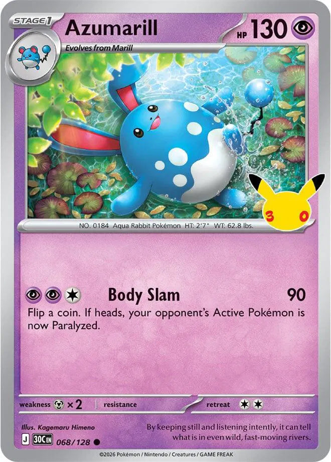 Azumarill [Holo] 30C 068/128 - 30th Celebration
