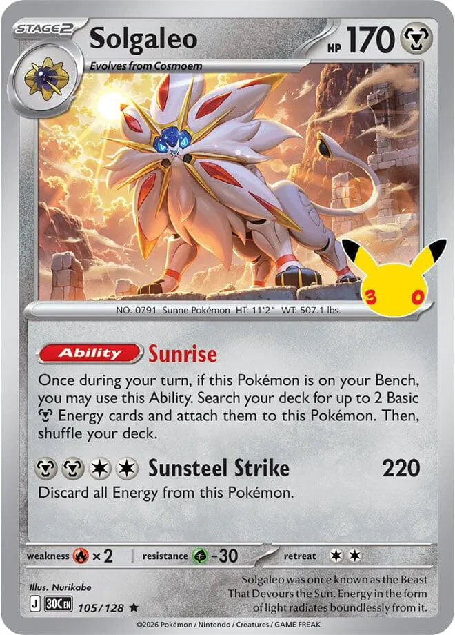 Solgaleo [Holo Rare] 30C 105/128 - 30th Celebration