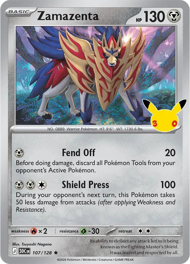 Zamazenta [Holo Rare] 30C 107/128 -  30th Celebration