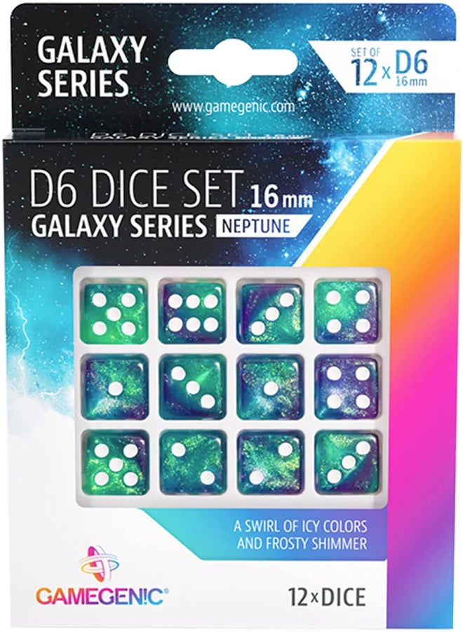Dice: 12x D6: 16 mm: Galaxy Series: Neptune